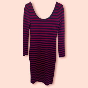 Magenta and Blue striped sweater dress